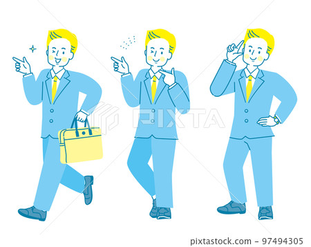Male illustration set in a suit pointing 97494305