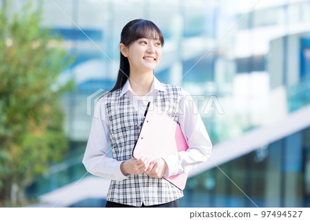 Portrait of a woman wearing a medical clerk's uniform Photography cooperation "LINK FOREST" Portrait of a woman wearing a medical clerk's uniform Photography cooperation "LINK FOREST" 97494527