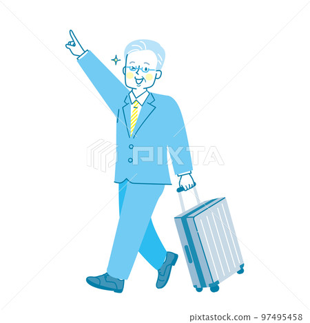 Illustration material of a senior man wearing a suit to go on a business trip 97495458