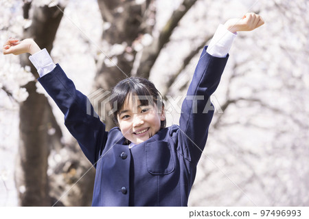 Image of new junior high school student graduating from elementary school Image of new junior high school student graduating from elementary school 97496993