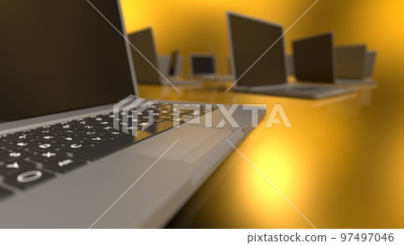 筆記本電腦黃色背景的集合 筆記本電腦黃色背景的集合 97497046