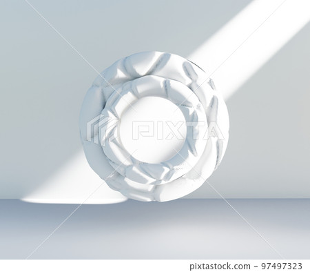 3d render, abstract geometric torus shape, cracked surface with hole. Split object isolated on white background. Minimal design. 3d render, abstract geometric torus shape, cracked surface with hole. Split object isolated on white background. Minimal design. 97497323