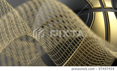 Gold-Black Basketball and Mathematical Geometric Patterns 97497454