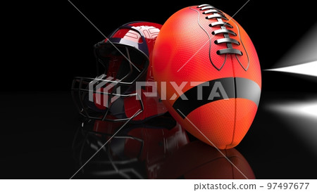 紅色美式足球和頭盔 97497677