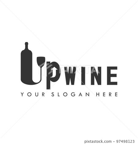 glass and bottle in letter UP Wine writing font image graphic icon logo design abstract concept vector stock. Can be used as a symbol related to drink or initial glass and bottle in letter UP Wine writing font image graphic icon logo design abstract concept vector stock. Can be used as a symbol related to drink or initial 97498123