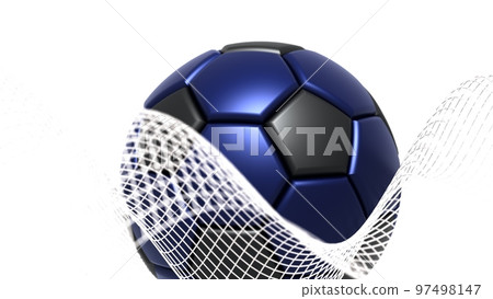 Black-blue soccer ball white background 97498147