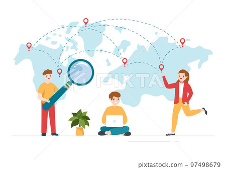 Outsourcing Business with Idea of Teamwork, Company Development, Investment and Project Delegation in Flat Cartoon Hand Drawn Templates Illustration 97498679