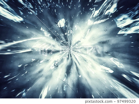 與爆炸和飛行碎片的抽象背景 與爆炸和飛行碎片的抽象背景 97499320