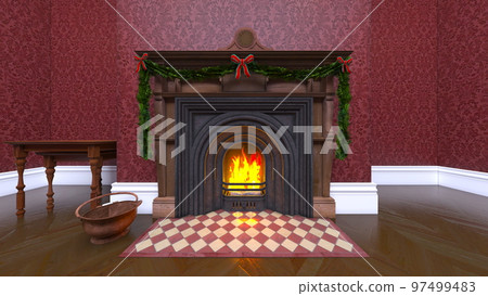 Living room with fireplace 97499483