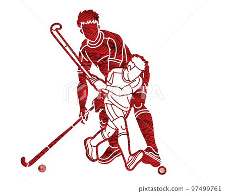 Group of Field Hockey Sport Male Players Mix Action Cartoon Graphic Vector Group of Field Hockey Sport Male Players Mix Action Cartoon Graphic Vector 97499761
