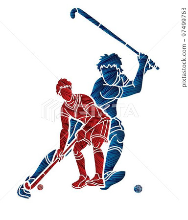 Group of Field Hockey Sport Male Players Mix Action Cartoon Graphic Vector Group of Field Hockey Sport Male Players Mix Action Cartoon Graphic Vector 97499763