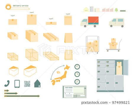 A set of courier material illustrations and icons 97499821