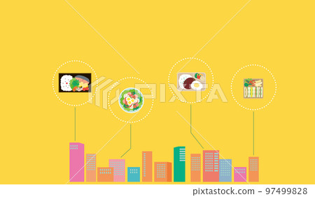 Lunch, lunch, illustration image in the office district Lunch, lunch, illustration image in the office district 97499828