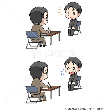 Illustration 2 pattern of a male student taking an interview Illustration 2 pattern of a male student taking an interview 97501094