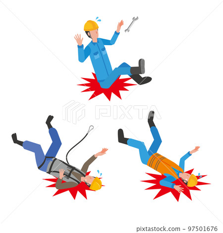Illustration set of falling workers 97501676