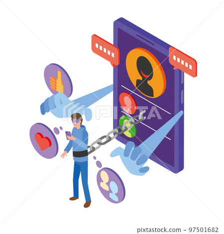 Image illustration of SNS addiction Image illustration of SNS addiction 97501682