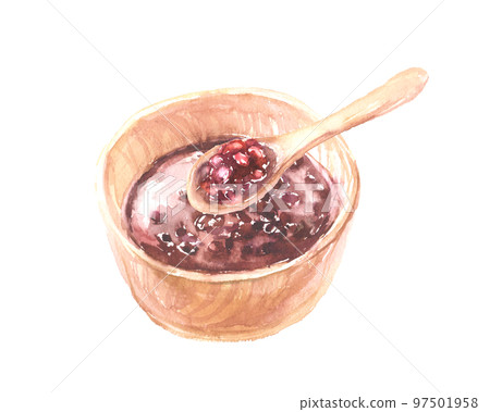 Illustration of grained bean paste drawn by watercolor Illustration of grained bean paste drawn by watercolor 97501958