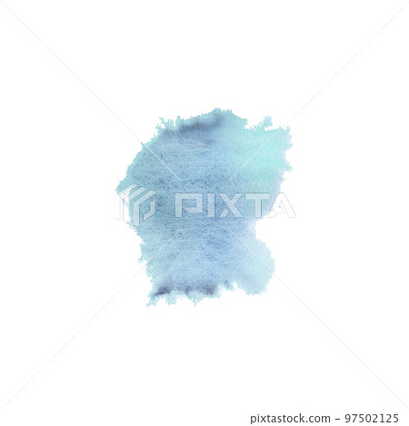 Blue green stain isolated on white background. Watercolor hand drawn illustration. Texture for backgrounds 97502125