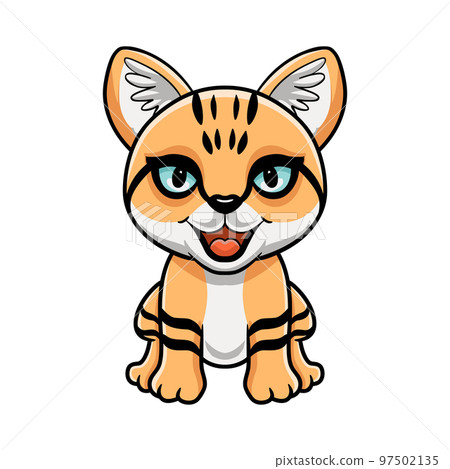Cute sand cat cartoon sitting 97502135