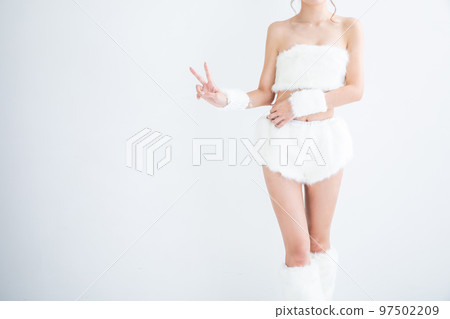 Bunny girl doing a peace sign Bunny girl doing a peace sign 97502209
