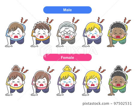 因背痛而無法站立的人的插圖集 97502531