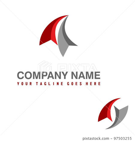 Curved arrow in gray and red colors image graphic icon logo design abstract concept vector stock. Can be used as a symbol related to business or increase 97503255