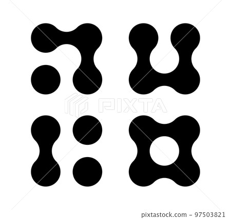 Connected dots icon. Circles pattern sign. Integration symbol. Abstract point movement. Connected round blobs. Transition metaballs. Vector illustration isolated on white background Connected dots icon. Circles pattern sign. Integration symbol. Abstract point movement. Connected round blobs. Transition metaballs. Vector illustration isolated on white background 97503821