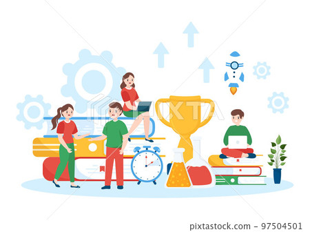 Career Education with Growth Concept Learning Model to Associate Activity for Real Experience in Flat Cartoon Hand Drawn Template Illustration 97504501