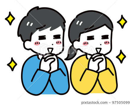 穿著休閒服裝的快樂年輕男女（上身） 97505099