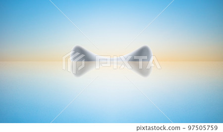 湖上現代抽象弧形藝術建築與倒影,有著幹淨明亮的天空背景,3D渲染。 湖上現代抽象弧形藝術建築與倒影,有著幹淨明亮的天空背景,3D渲染。 97505759