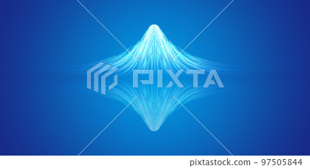 Technology dots and lines converge on a snow mountain and its reflection on a blue background 97505844
