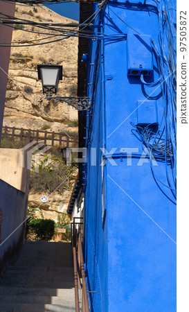 Detail of blue house in Alicante city Detail of blue house in Alicante city 97505872