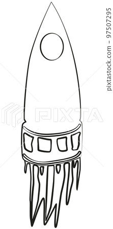 Black outline of spaceship with hull like squid isolated on white. Design element. 97507295