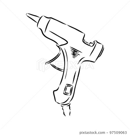 glue gun line vector illustration, isolated on white background.top view 97509063