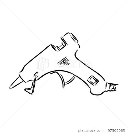 glue gun line vector illustration, isolated on white background.top view 97509065