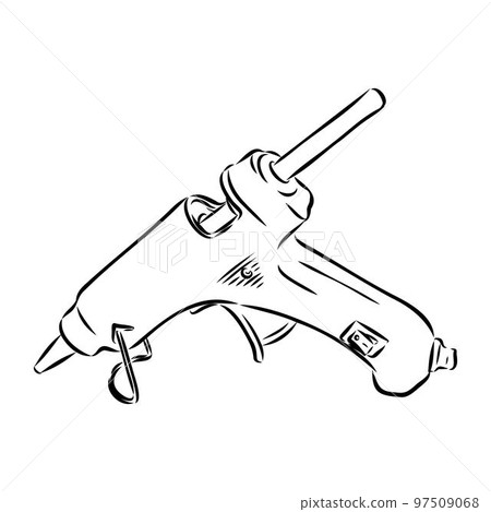 glue gun line vector illustration, isolated on white background.top view 97509068