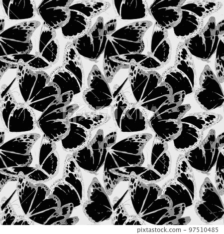 Beautiful seamless pattern with cute watercolor butterflies. Stock illustration. 97510485