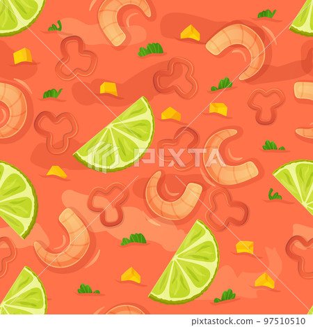 Latin american Moquecaca seamless pattern. Brazillian stew illustration in cartoon style 97510510