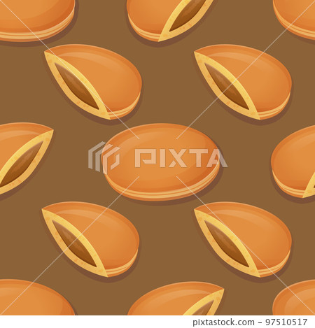 Japanese Dorayaki seamless pattern. Asian food illustration in cartoon style Japanese Dorayaki seamless pattern. Asian food illustration in cartoon style 97510517