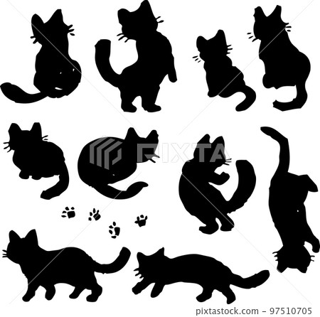 Cat rough silhouette illustration set 97510705