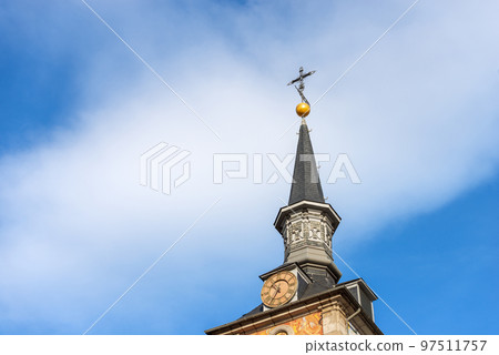 Clock Tower of the Casa De La Panaderia - Plaza Mayor Madrid Spain 97511757