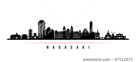 Nagasaki skyline horizontal banner. 97512871