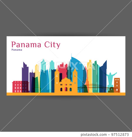 Panama City architecture silhouette.  97512873