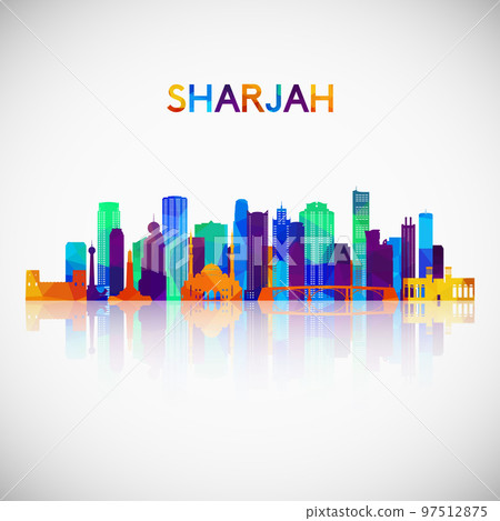 Sharjah skyline silhouette in colorful geometric style. Sharjah skyline silhouette in colorful geometric style. 97512875