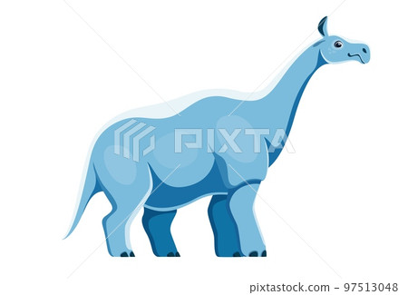 Cartoon Indricotherium extinct mammal character. Ancient wildlife beast, isolated prehistoric rhinoceros animal with long neck. Paleontology, Oligocene epoch herbivorous creature vector cute personage 97513048