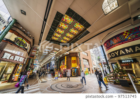 The cityscape in front of Kawasaki Station, the scenery of Ginryu-gai with its beautiful stained glass [Kanagawa Prefecture, Kawasaki City] 97513745