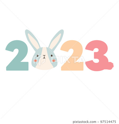 Happy new year 2023 with a bunny concept Happy new year 2023 with a bunny concept 97514475