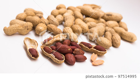 peanut kernels on a white background 97514995