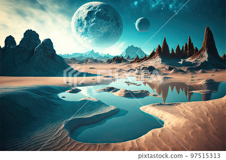 Panorama of surface of another planet, alien home 97515313