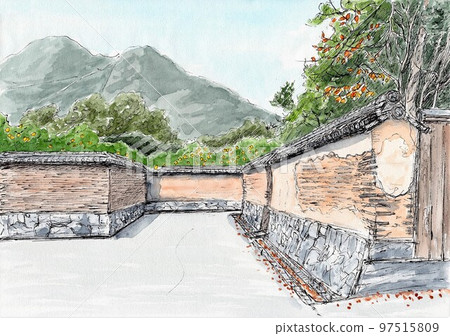 Earthen walls of castle town Hagi 97515809